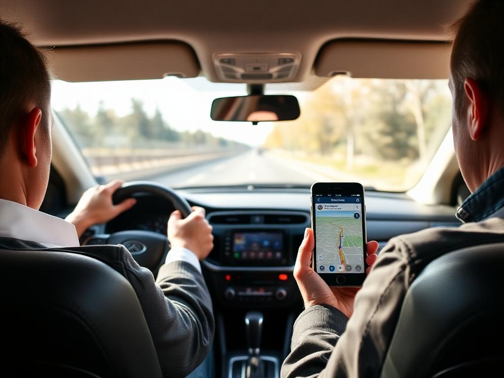 Driver and passenger using ride app